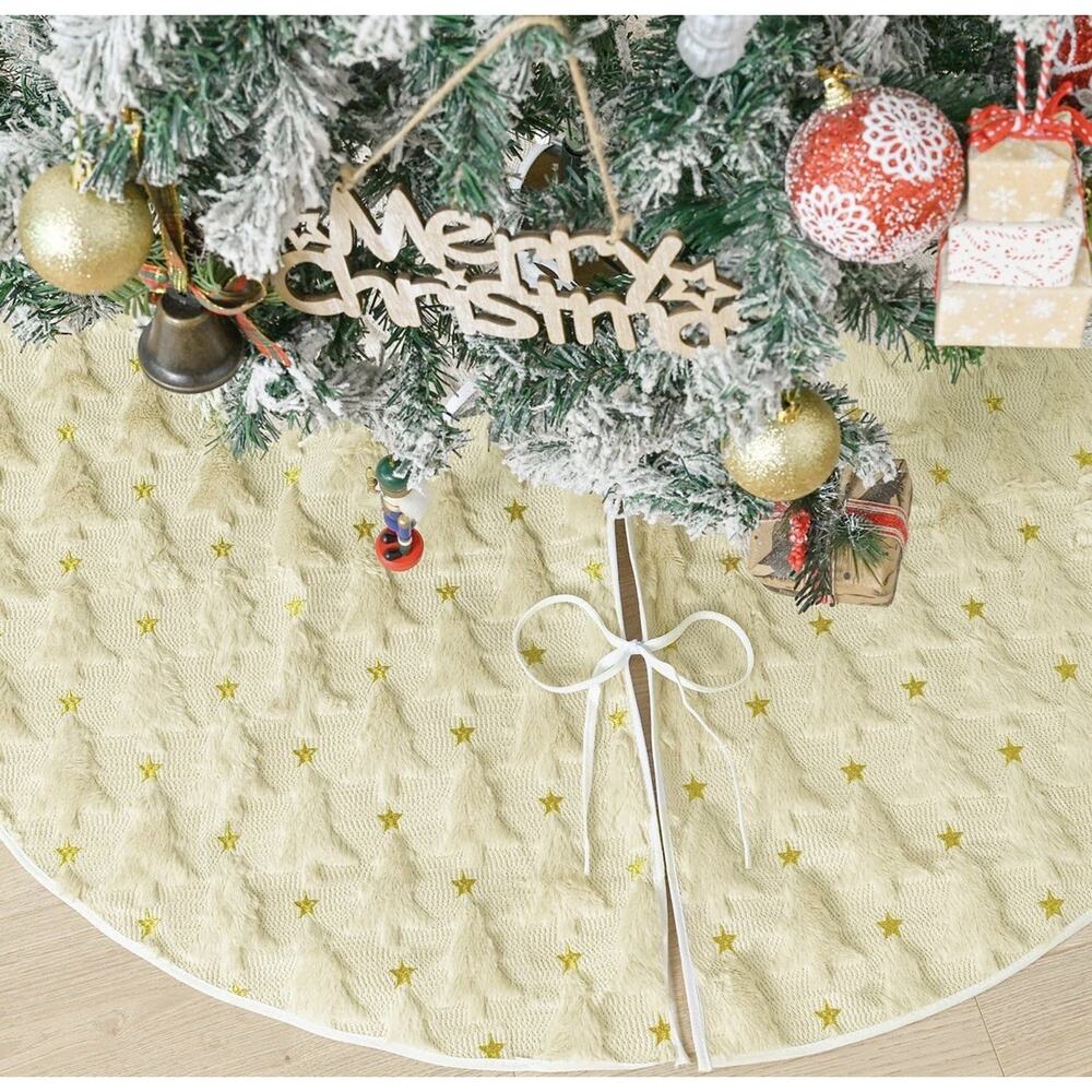 AVOIN colorlife Soft Plush Faux Fur Christmas Tree Skirt 48 Inch